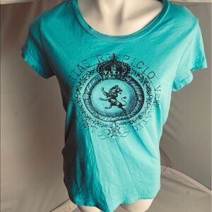 Express Y2K turquoise short sleeve t-shirt